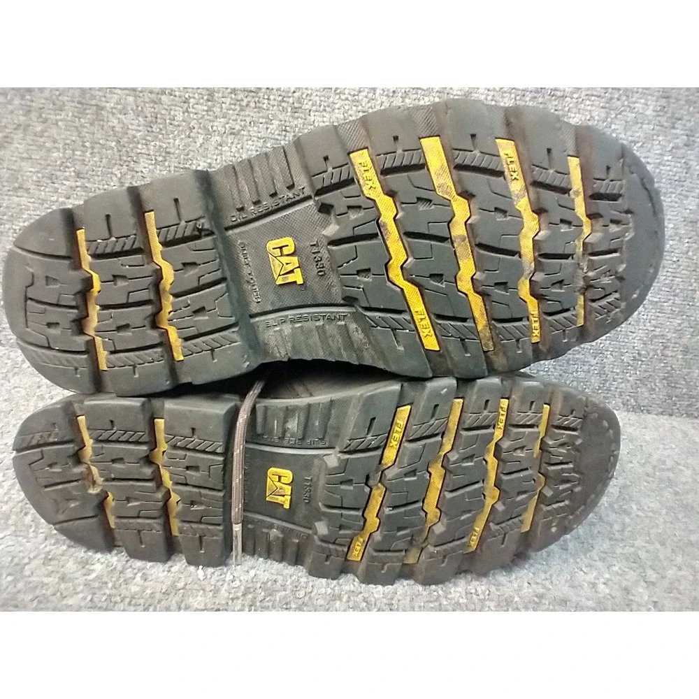 Caterpillar Mens 8.5 Brown‎ Leather Steel Toe Waterproof Work Boots NO INSOLES